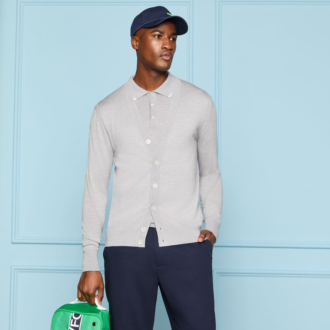 G/FORE MEN'S LTD RELEASE MERINO WOOL KNIT CARDIGAN - NIMBUS