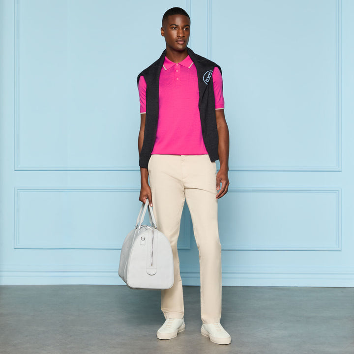 G/FORE MEN'S LTD RELEASE MERINO WOOL KNIT SWEATER POLO - KNOCKOUT PINK