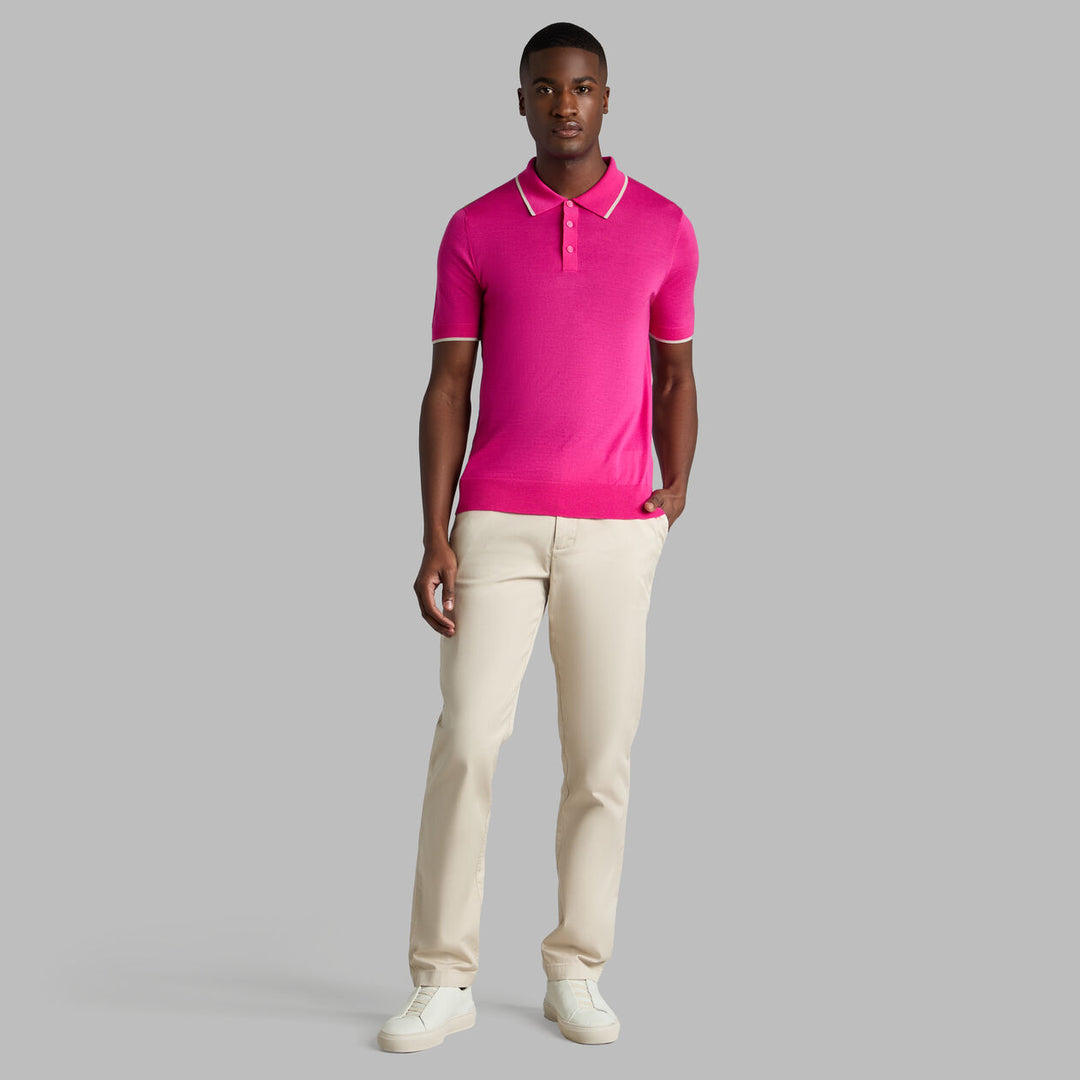 G/FORE MEN'S LTD RELEASE MERINO WOOL KNIT SWEATER POLO - KNOCKOUT PINK