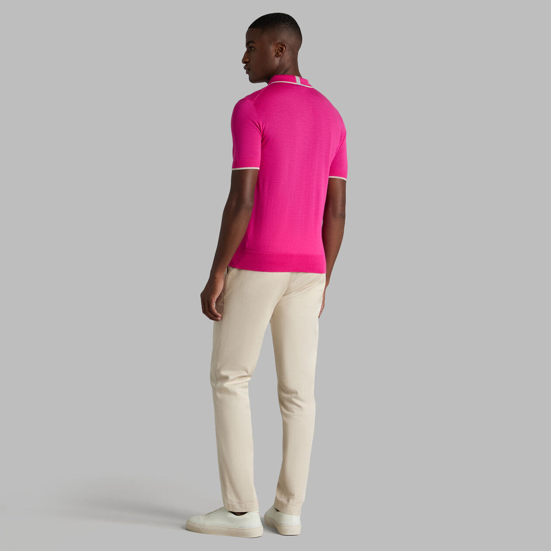 G/FORE MEN'S LTD RELEASE MERINO WOOL KNIT SWEATER POLO - KNOCKOUT PINK
