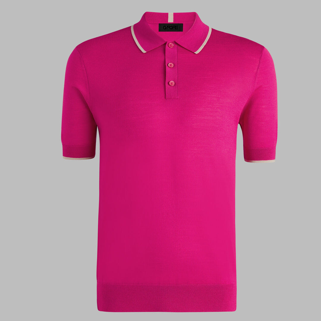 G/FORE MEN'S LTD RELEASE MERINO WOOL KNIT SWEATER POLO - KNOCKOUT PINK