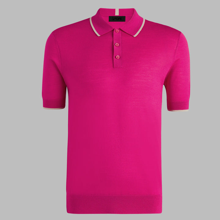 G/FORE MEN'S LTD RELEASE MERINO WOOL KNIT SWEATER POLO - KNOCKOUT PINK