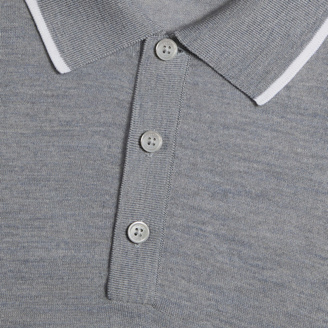 G/FORE MEN'S LTD RELEASE MERINO WOOL KNIT SWEATER POLO - NIMBUS MELANGE