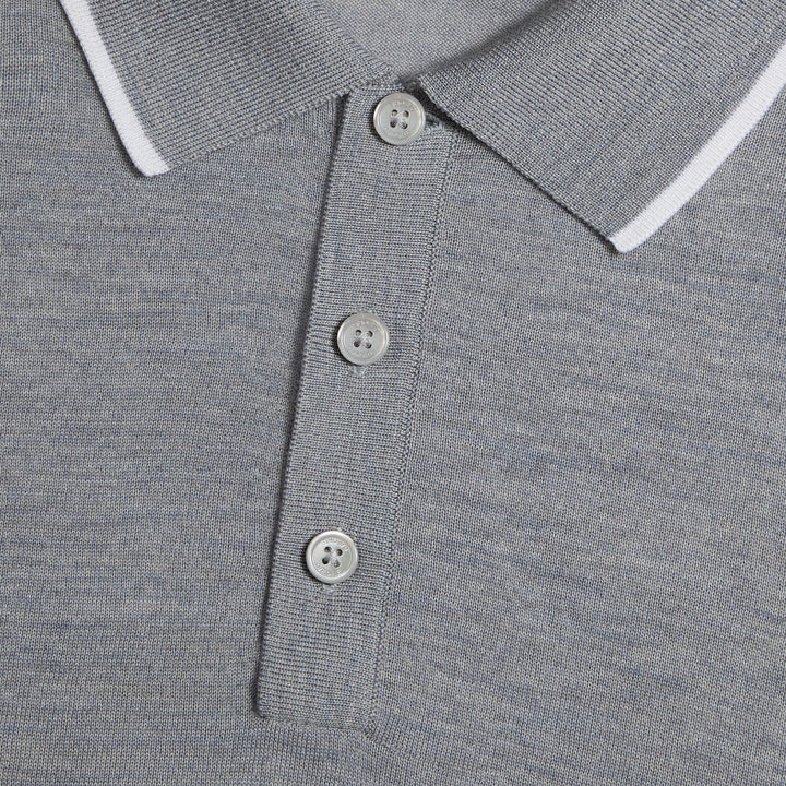 G/FORE MEN'S LTD RELEASE MERINO WOOL KNIT SWEATER POLO - NIMBUS MELANGE