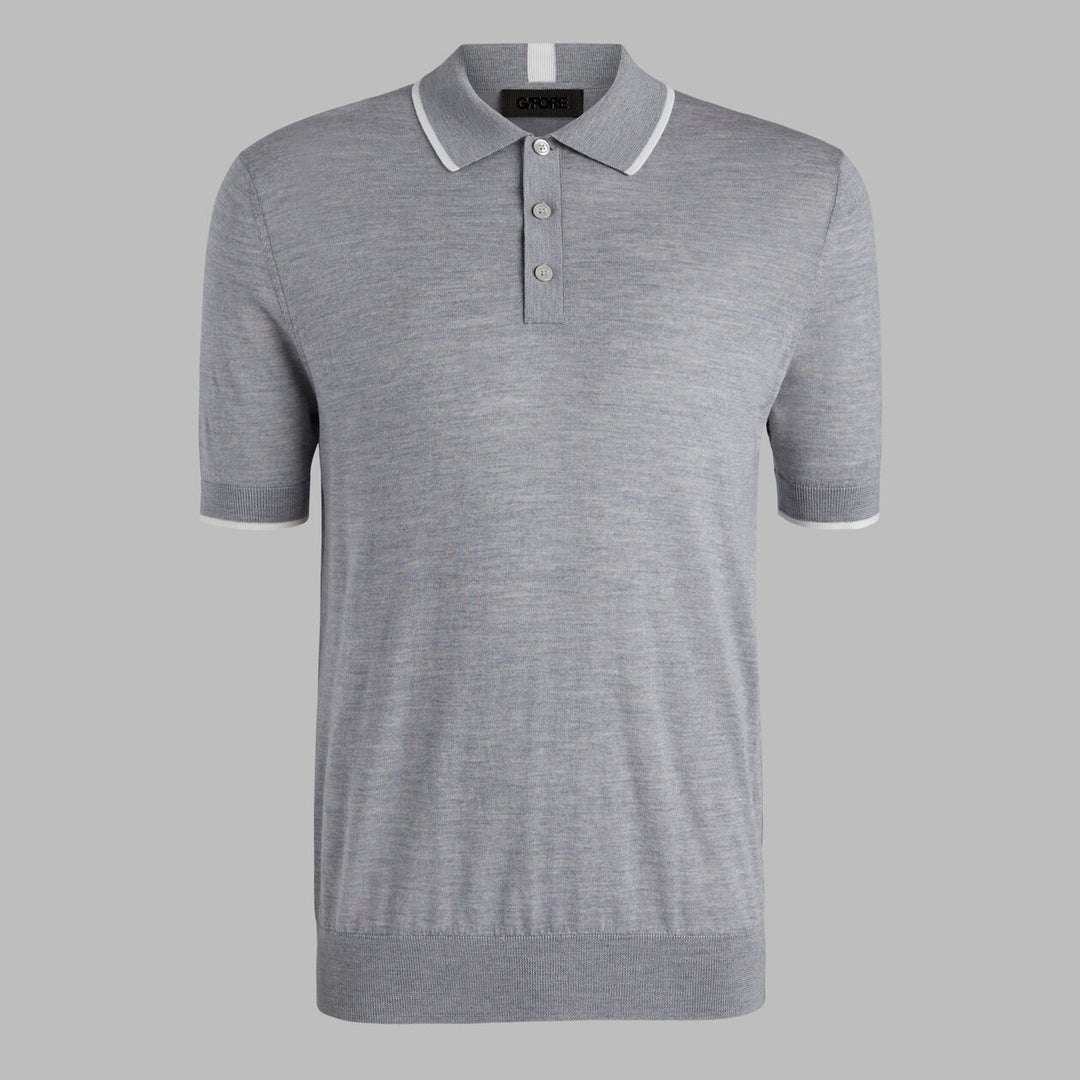 G/FORE MEN'S LTD RELEASE MERINO WOOL KNIT SWEATER POLO - NIMBUS MELANGE