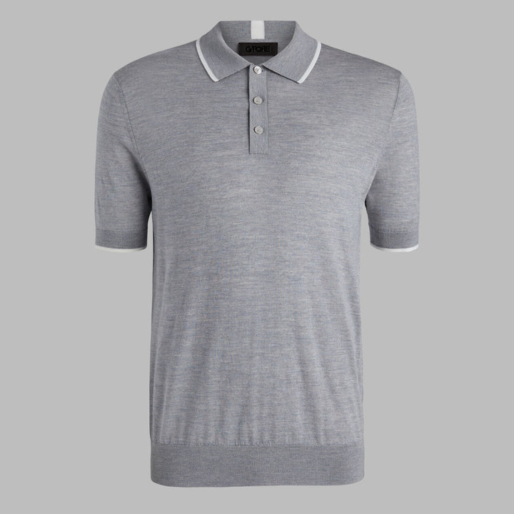 G/FORE MEN'S LTD RELEASE MERINO WOOL KNIT SWEATER POLO - NIMBUS MELANGE