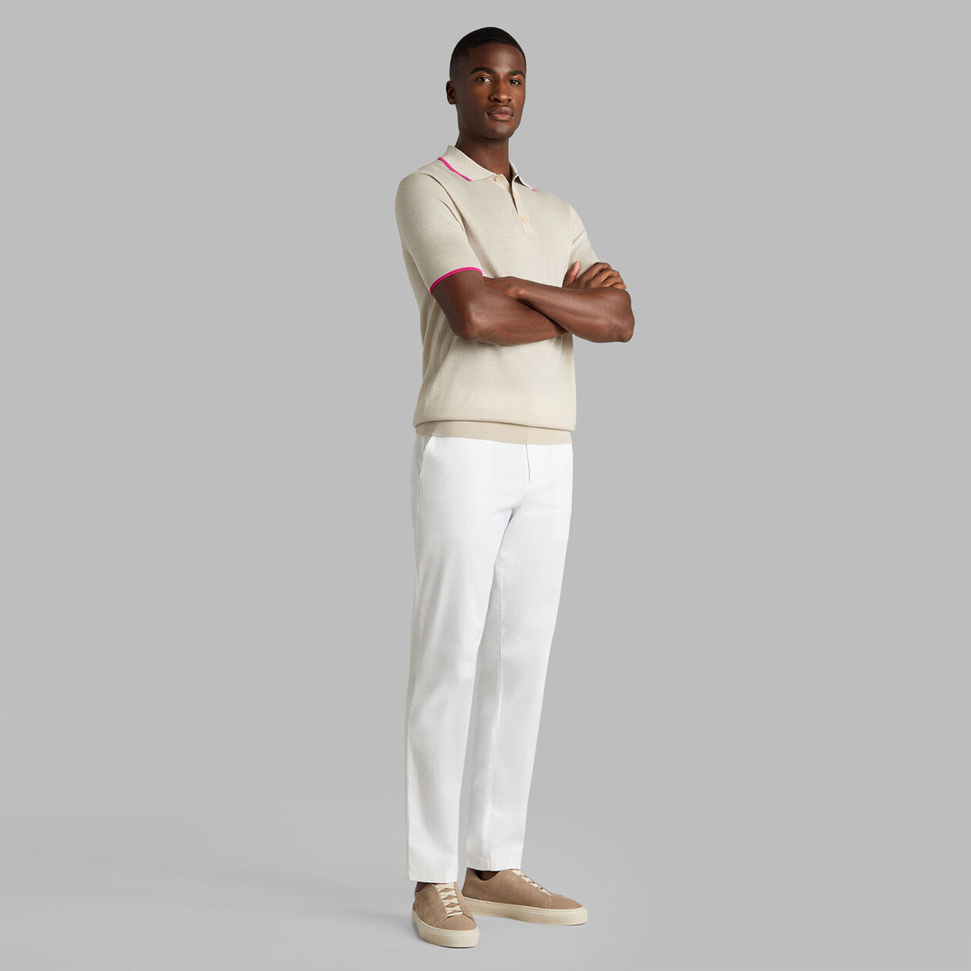 G/FORE MEN'S LTD RELEASE MERINO WOOL KNIT SWEATER POLO - PUMICE