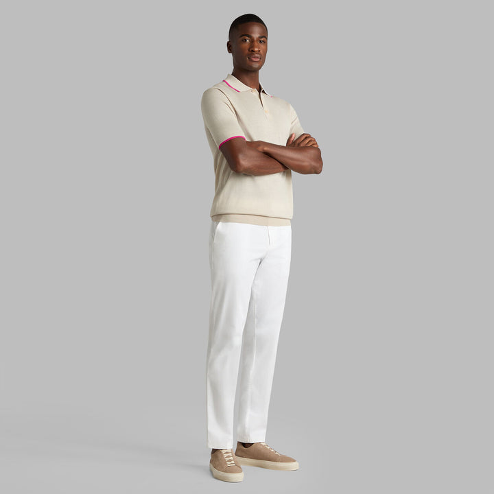 G/FORE MEN'S LTD RELEASE MERINO WOOL KNIT SWEATER POLO - PUMICE