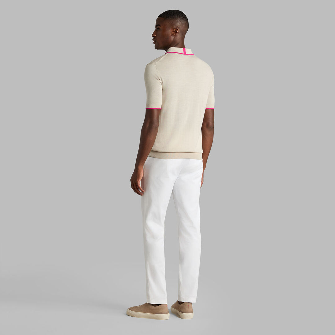 G/FORE MEN'S LTD RELEASE MERINO WOOL KNIT SWEATER POLO - PUMICE