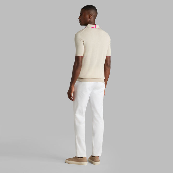G/FORE MEN'S LTD RELEASE MERINO WOOL KNIT SWEATER POLO - PUMICE