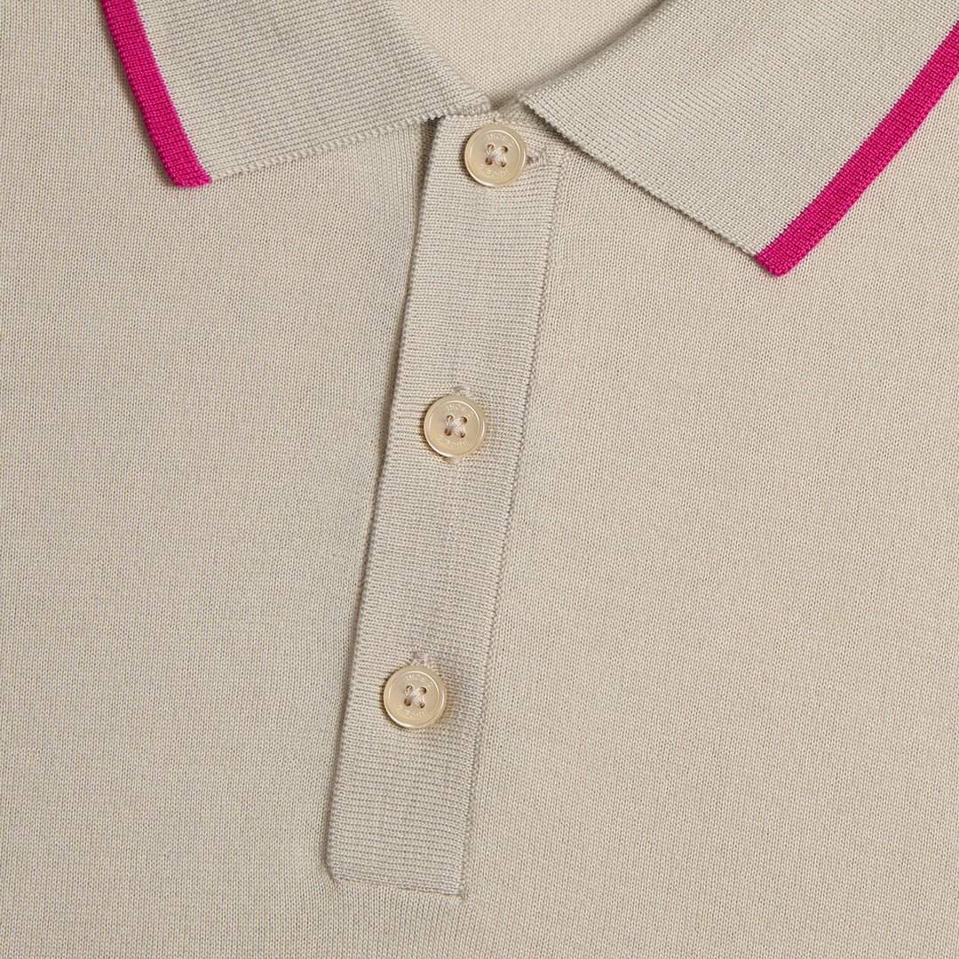 G/FORE MEN'S LTD RELEASE MERINO WOOL KNIT SWEATER POLO - PUMICE
