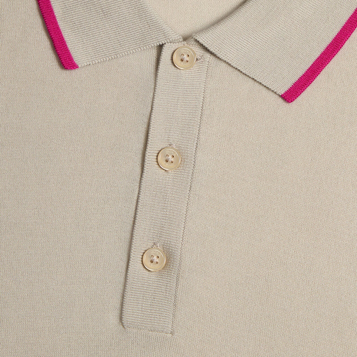 G/FORE MEN'S LTD RELEASE MERINO WOOL KNIT SWEATER POLO - PUMICE
