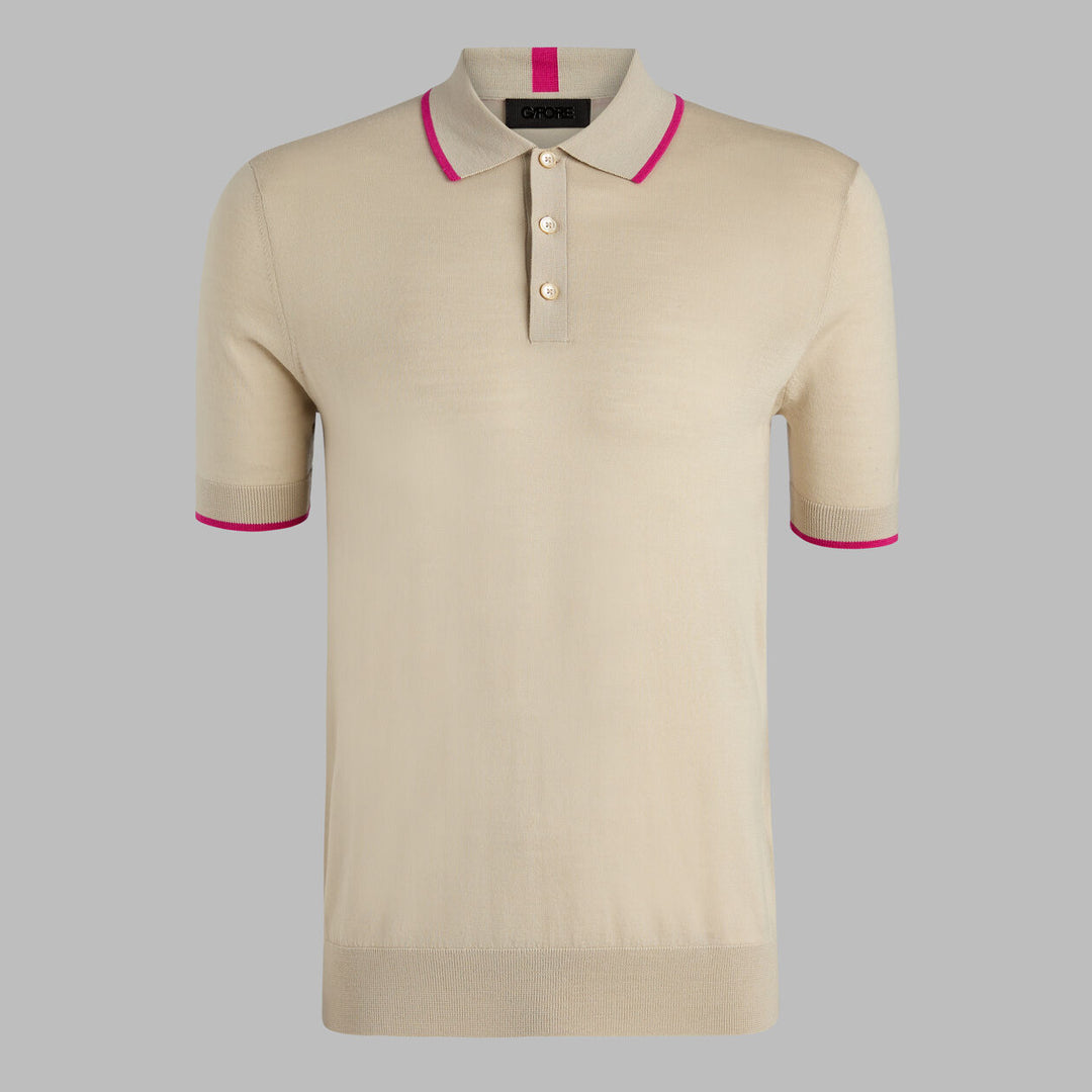 G/FORE MEN'S LTD RELEASE MERINO WOOL KNIT SWEATER POLO - PUMICE