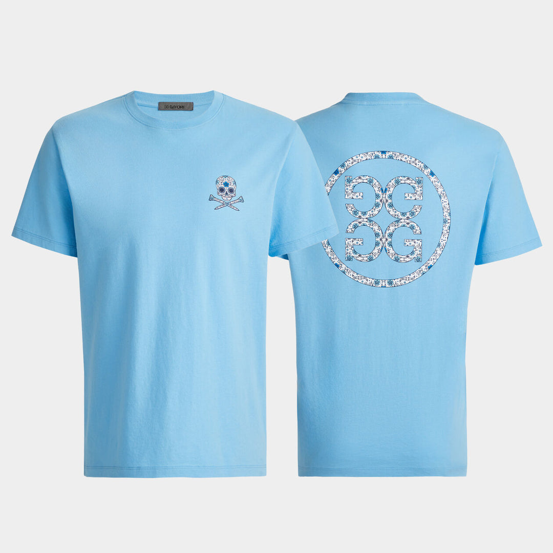 G/FORE MENS SUGAR SKULL & TEES COTTON TEE SHIRT - FOUNTAIN