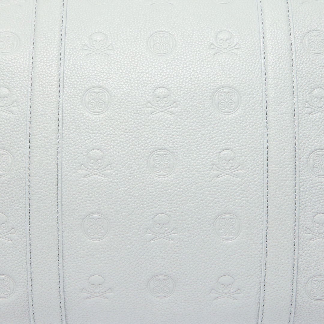 G/FORE EMBOSSED SKULL & TEES LEATHER WEEKENDER - NIMBUS
