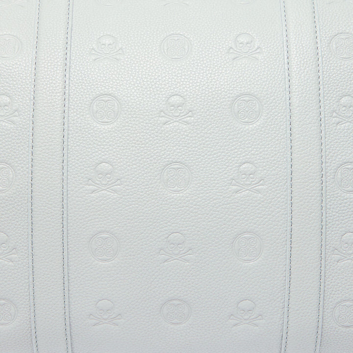 G/FORE EMBOSSED SKULL & TEES LEATHER WEEKENDER - NIMBUS