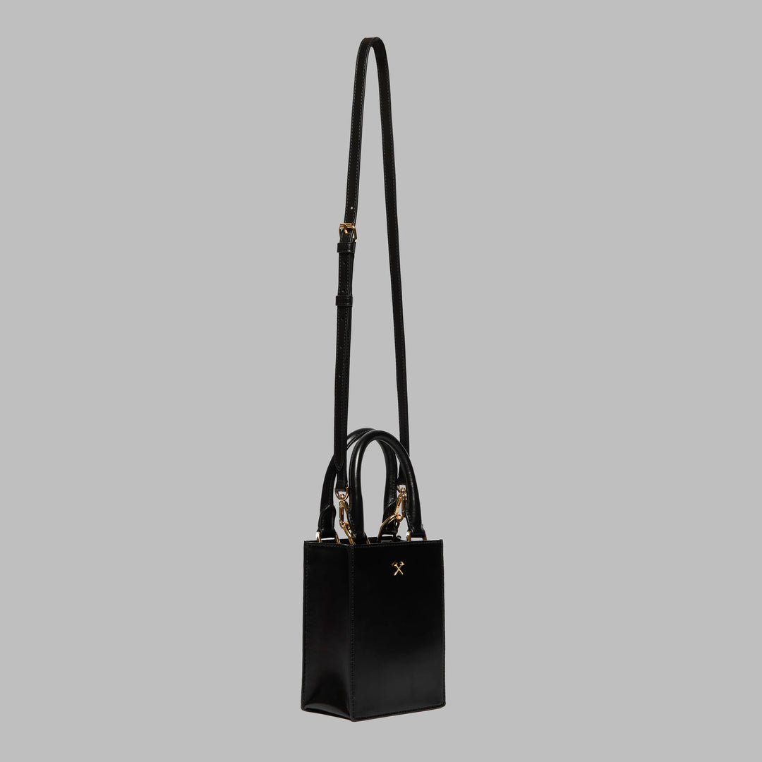 G/FORE METAL TEES LEATHER MINI TOTE BAG - ONYX
