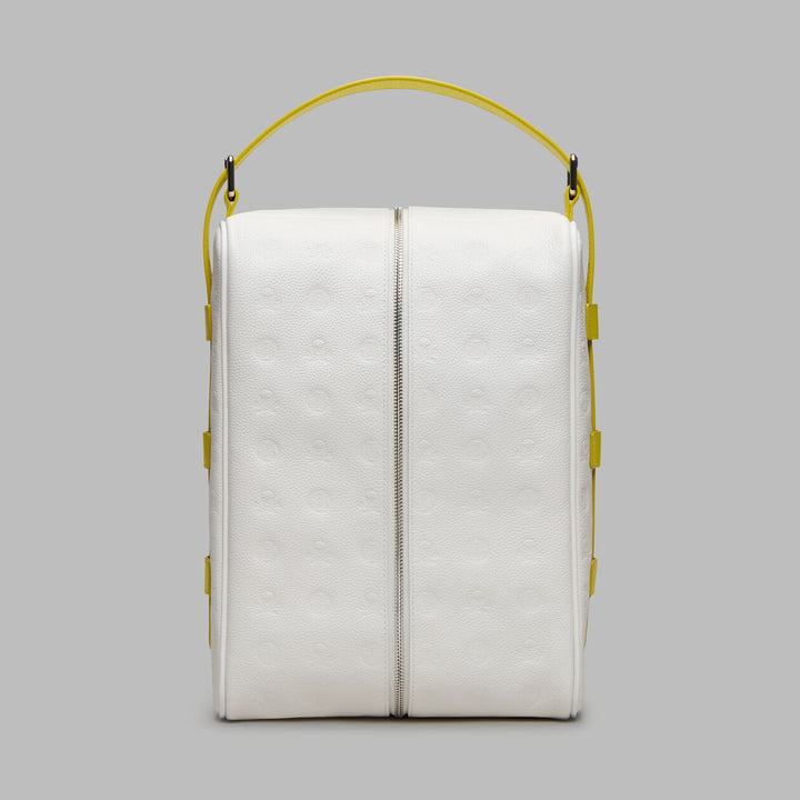 G/FORE EMBOSSED LUXE LEATHER GOLF SHOEBAG - SNOW