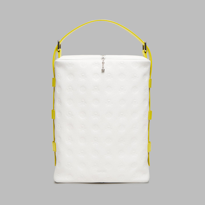 G/FORE EMBOSSED LUXE LEATHER GOLF SHOEBAG - SNOW