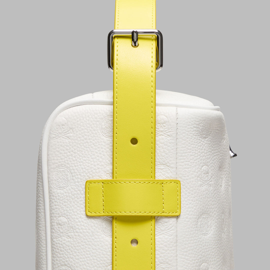 G/FORE EMBOSSED LUXE LEATHER GOLF SHOEBAG - SNOW