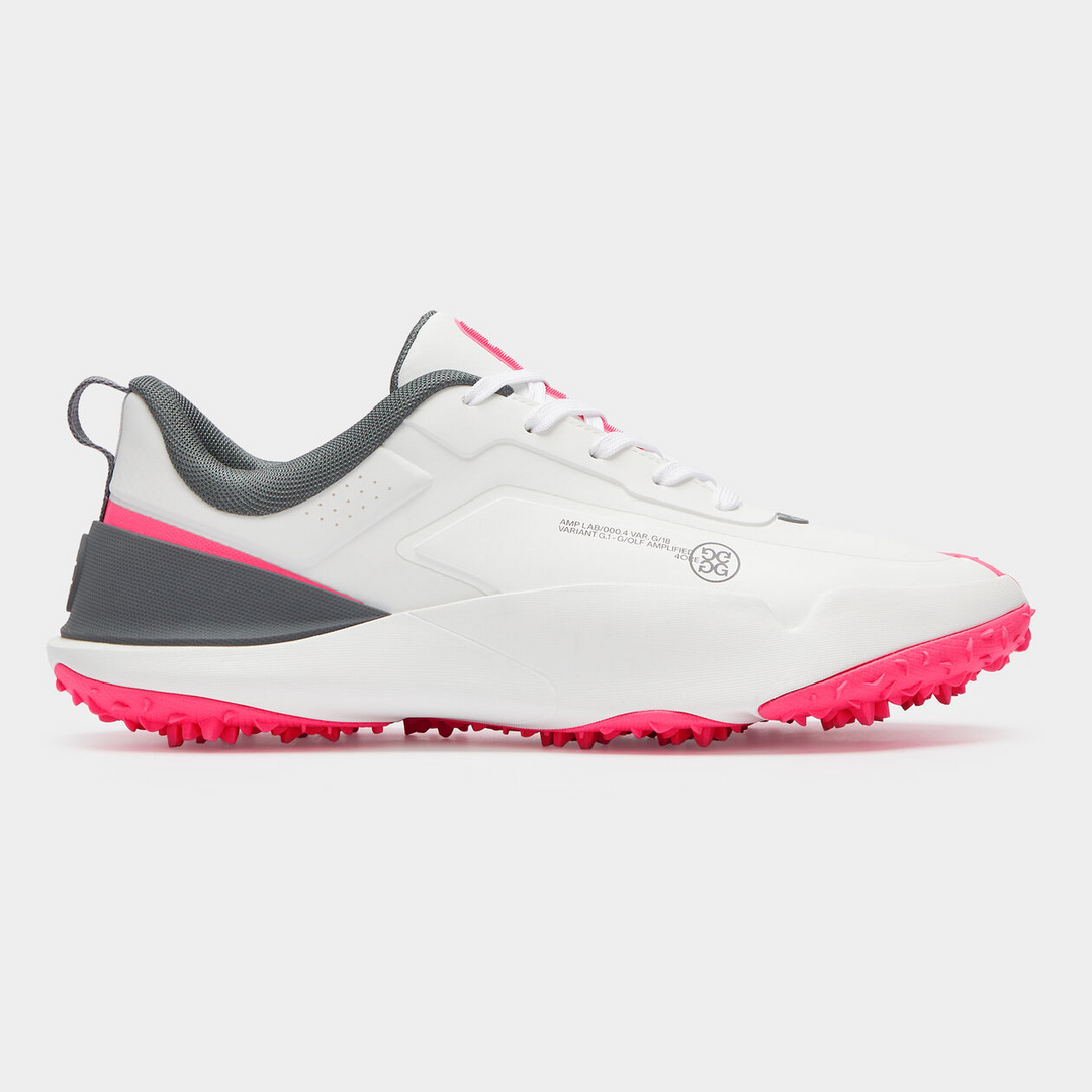 G/FORE MEN'S G/18 LTD EDITION GOLF SHOE - SNOW / KNOCKOUT PINK