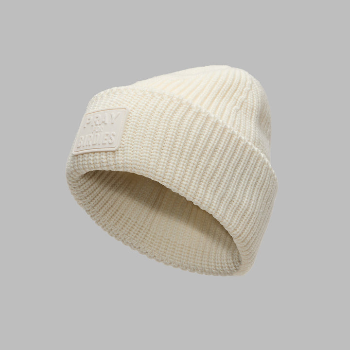 G/FORE UNISEX PRAY FOR BIRDIES WOOL CASHMERE BEANIE - CHALK WHITE