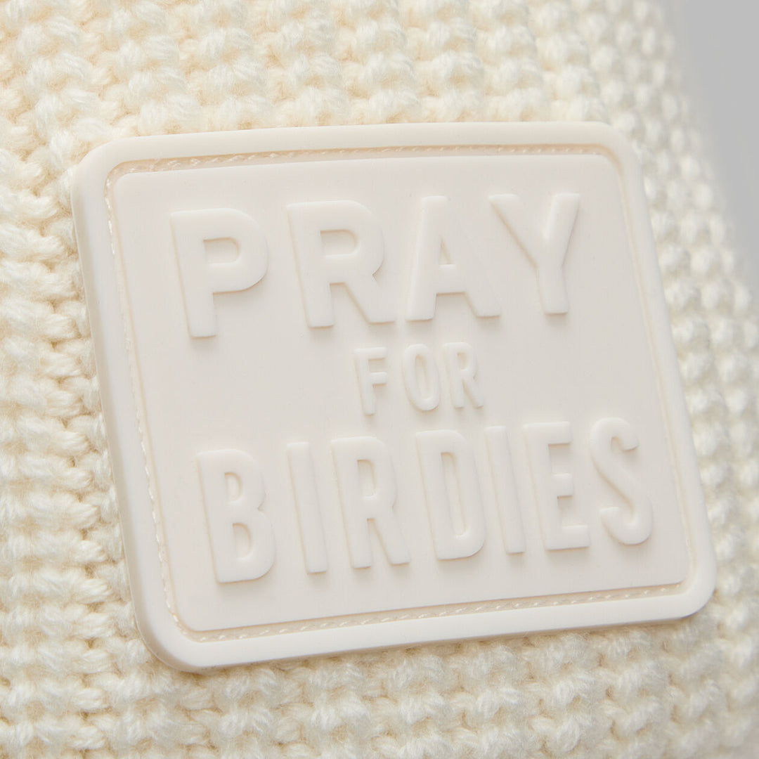 G/FORE UNISEX PRAY FOR BIRDIES WOOL CASHMERE BEANIE - CHALK WHITE