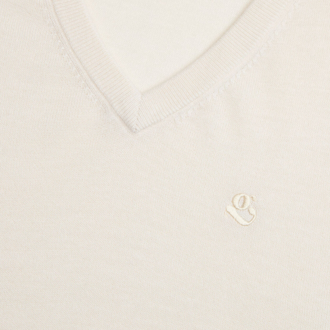 G/FORE UNISEX G SCRIBE VERSE V NECK CASHMERE SWEATER - CHALK WHITE