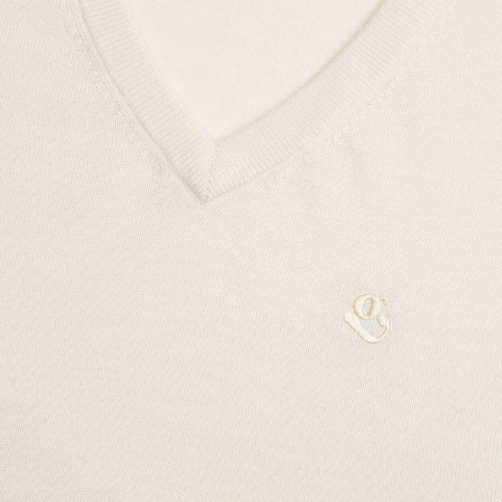 G/FORE UNISEX G SCRIBE VERSE V NECK CASHMERE SWEATER - CHALK WHITE