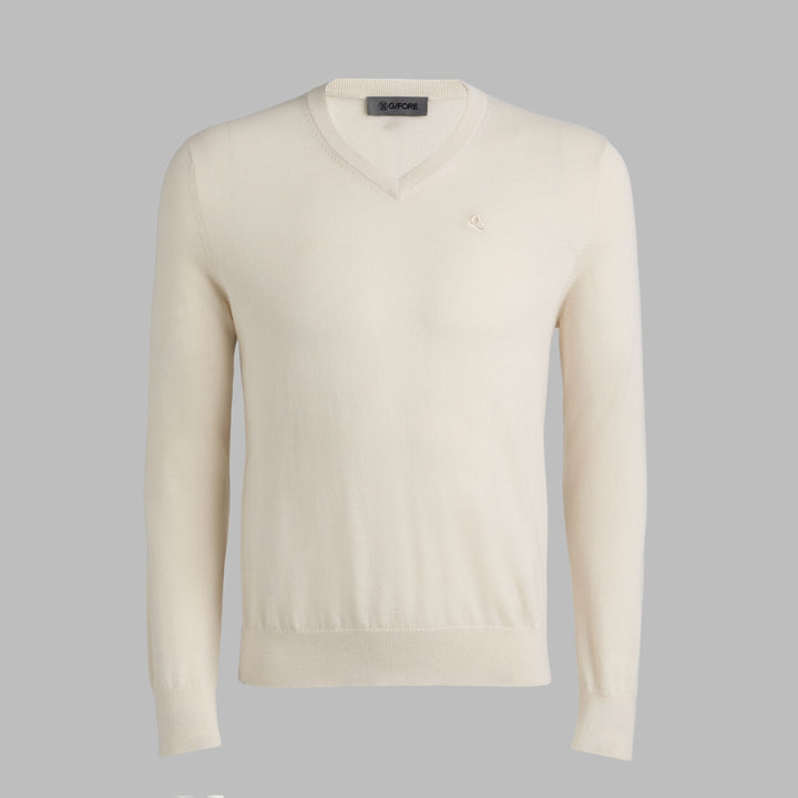 G/FORE UNISEX G SCRIBE VERSE V NECK CASHMERE SWEATER - CHALK WHITE