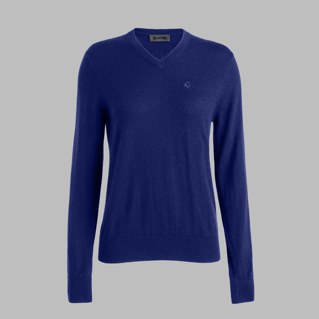 G/FORE UNISEX G SCRIBE VERSE V NECK CASHMERE SWEATER - WISTERIA
