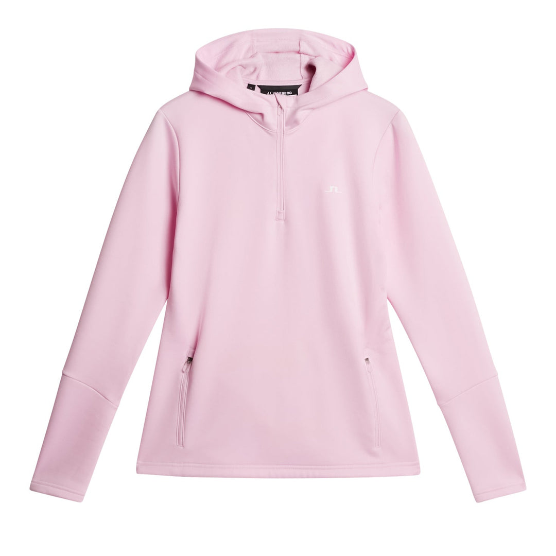 J.Lindeberg Women's AERIAL Quarter Zip Hood - NOSEGAY PINK