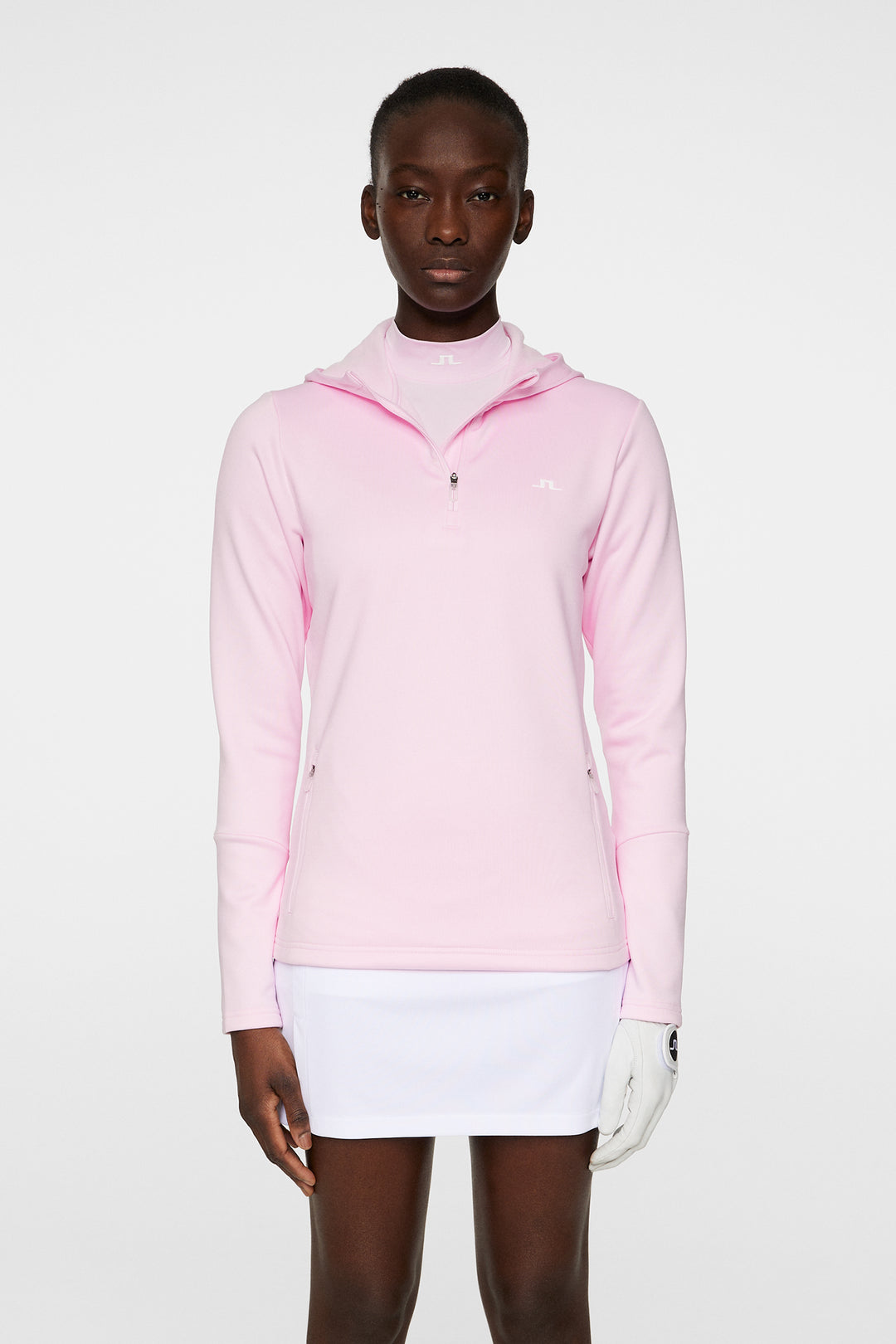 J.Lindeberg Women's AERIAL Quarter Zip Hood - NOSEGAY PINK