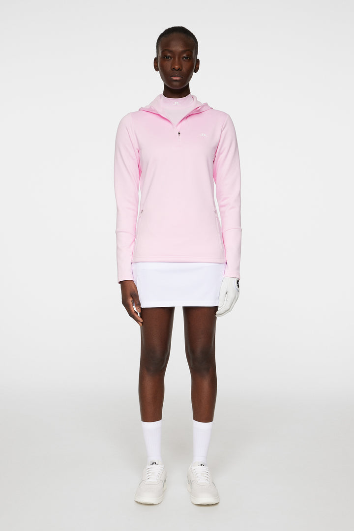 J.Lindeberg Women's AERIAL Quarter Zip Hood - NOSEGAY PINK