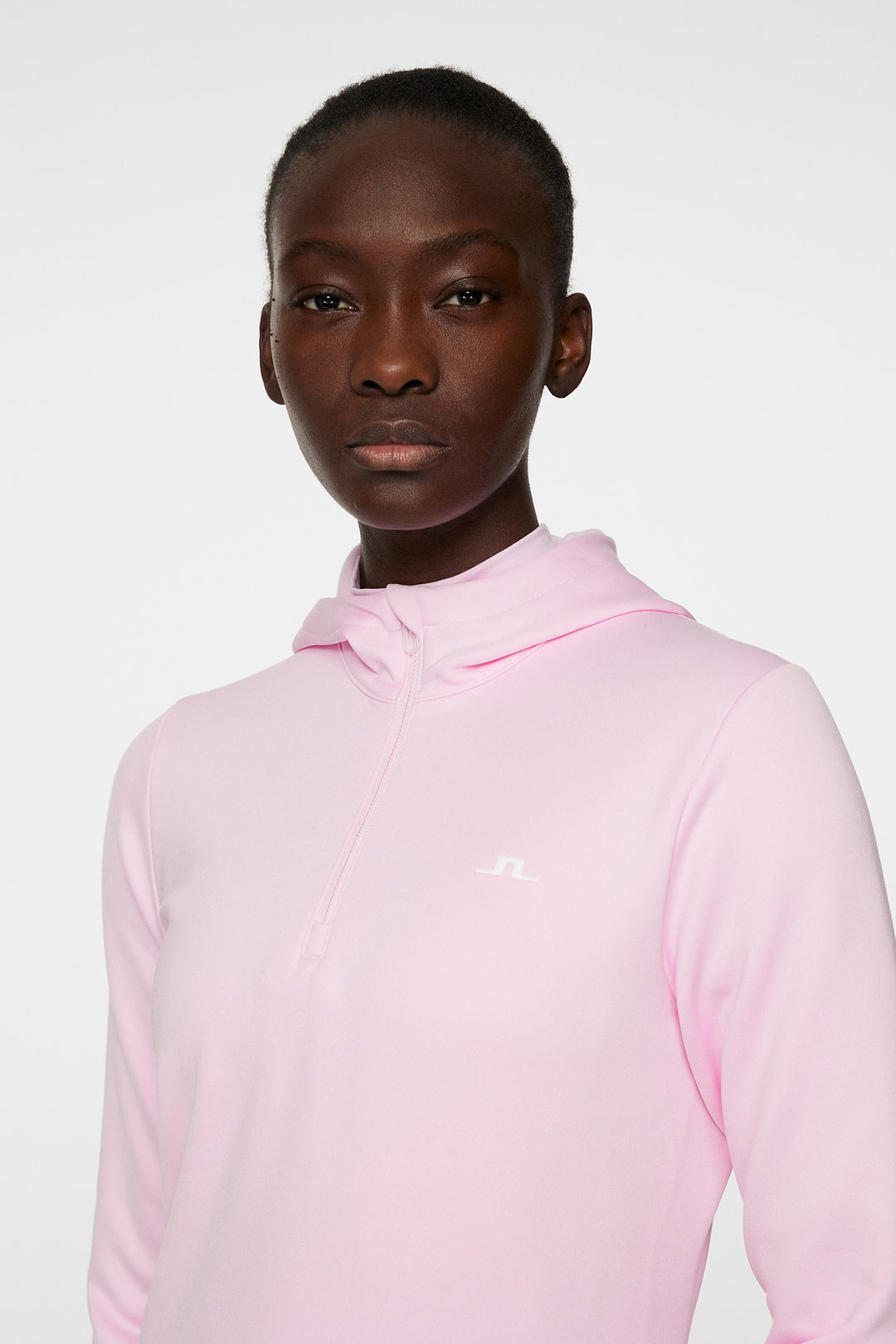 J.Lindeberg Women's AERIAL Quarter Zip Hood - NOSEGAY PINK