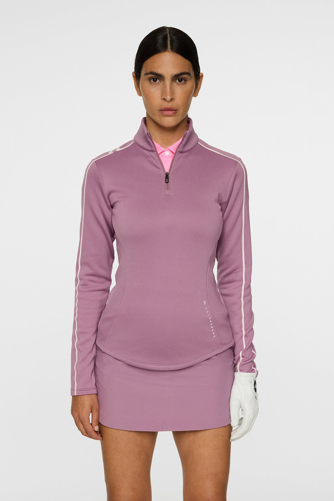 J.Lindeberg Women's NEFE Quarterzip Midlayer - VERY GRAPE