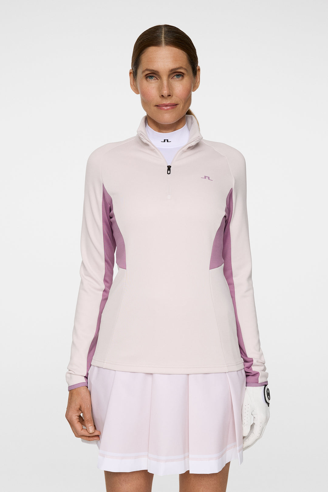 J.Lindeberg Women's ARJA Quarterzip Midlayer - GREY LILAC