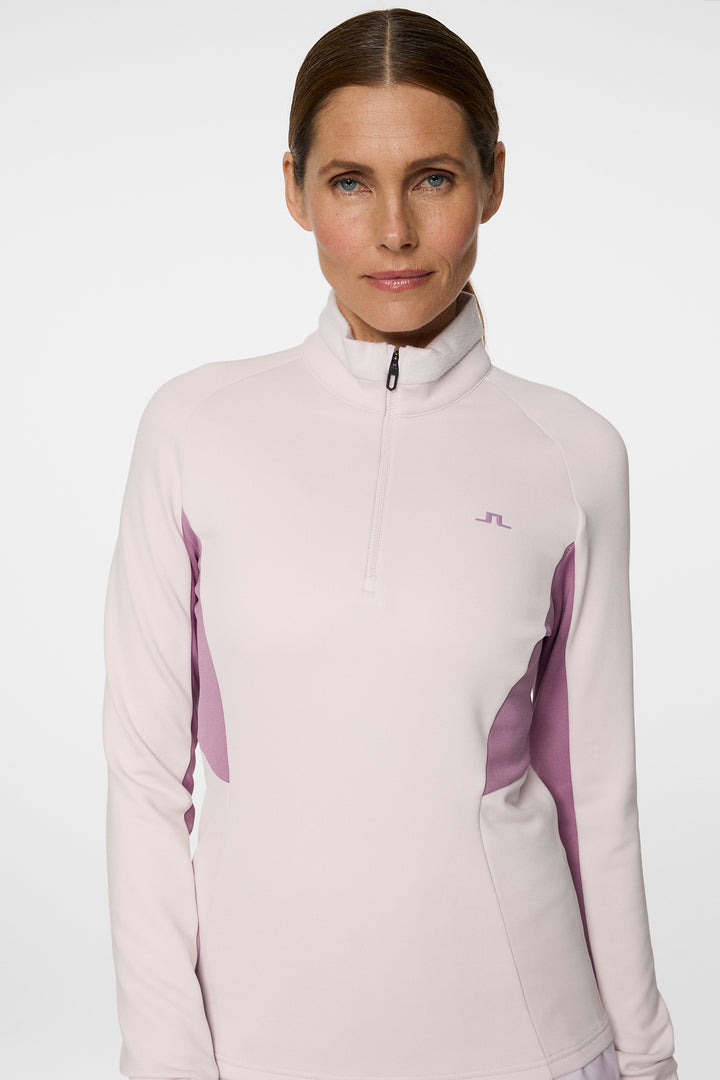 J.Lindeberg Women's ARJA Quarterzip Midlayer - GREY LILAC