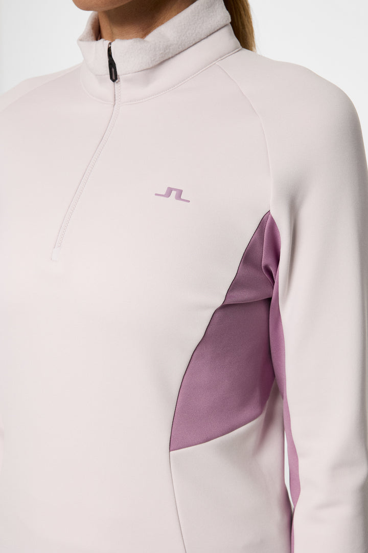 J.Lindeberg Women's ARJA Quarterzip Midlayer - GREY LILAC