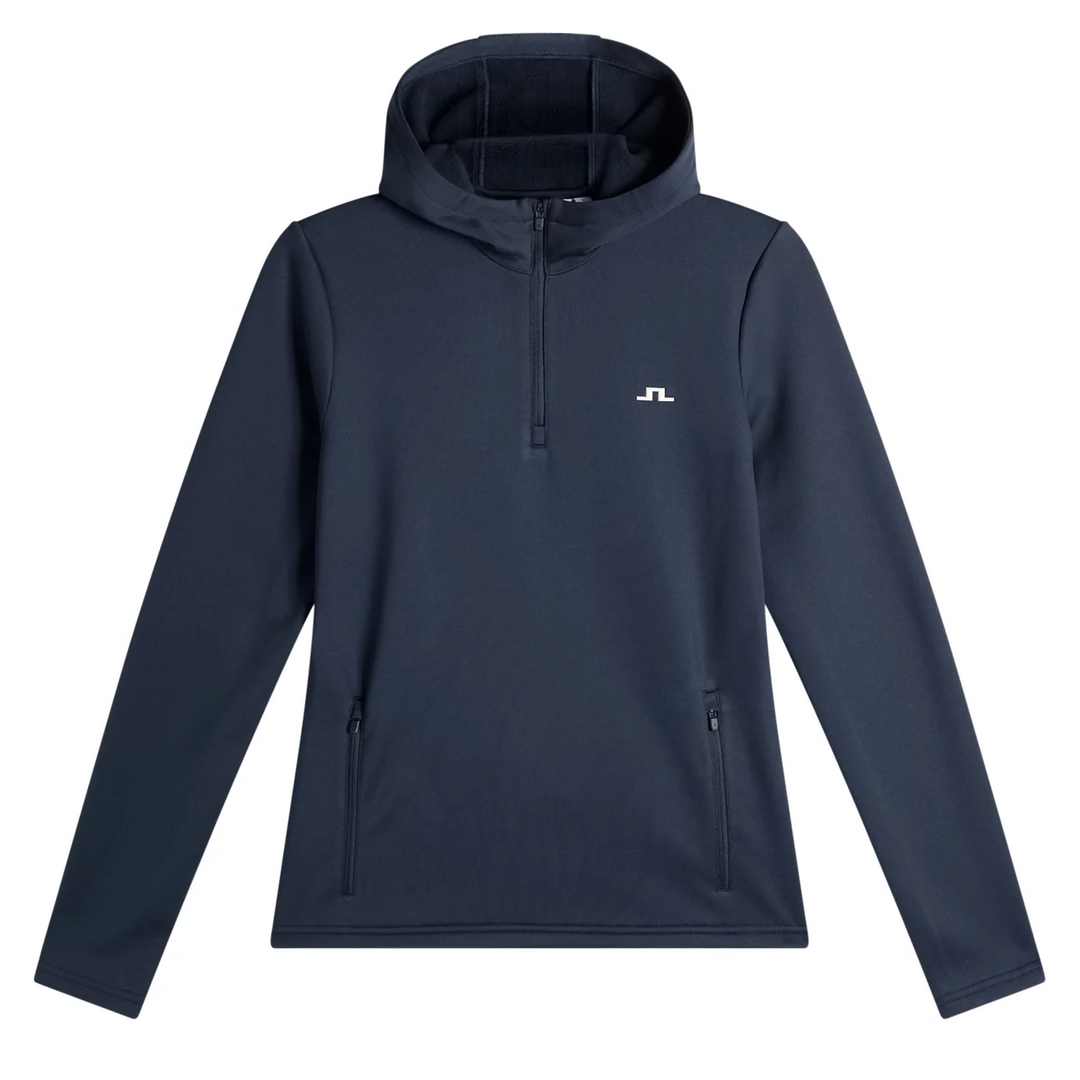 J.Lindeberg Women's Aerielle Quarter Zip Hood - NAVY