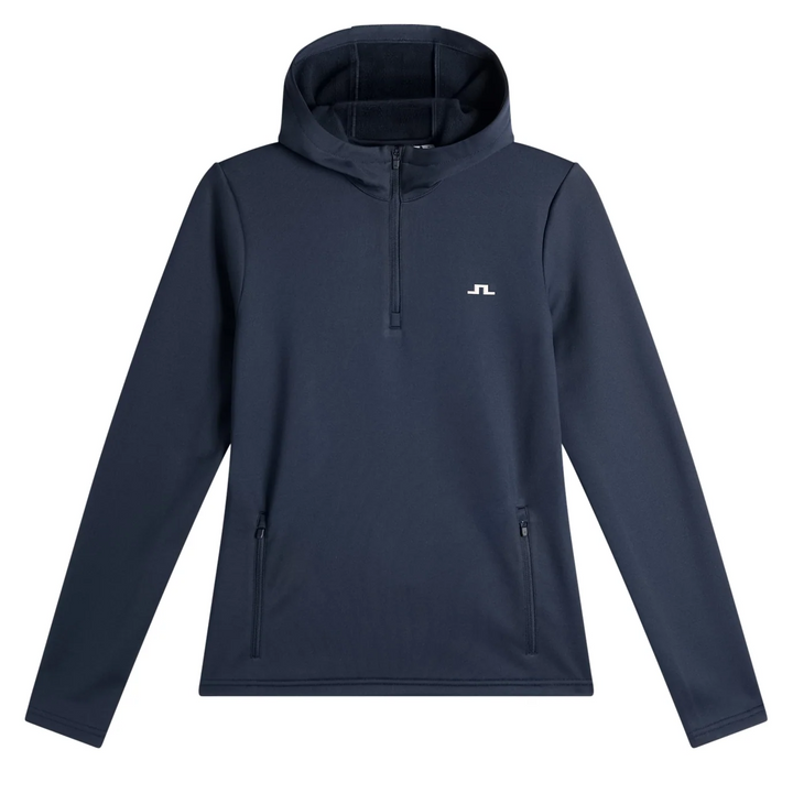 J.Lindeberg Women's Aerielle Quarter Zip Hood - NAVY