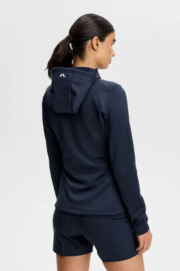 J.Lindeberg Women's Aerielle Quarter Zip Hood - NAVY