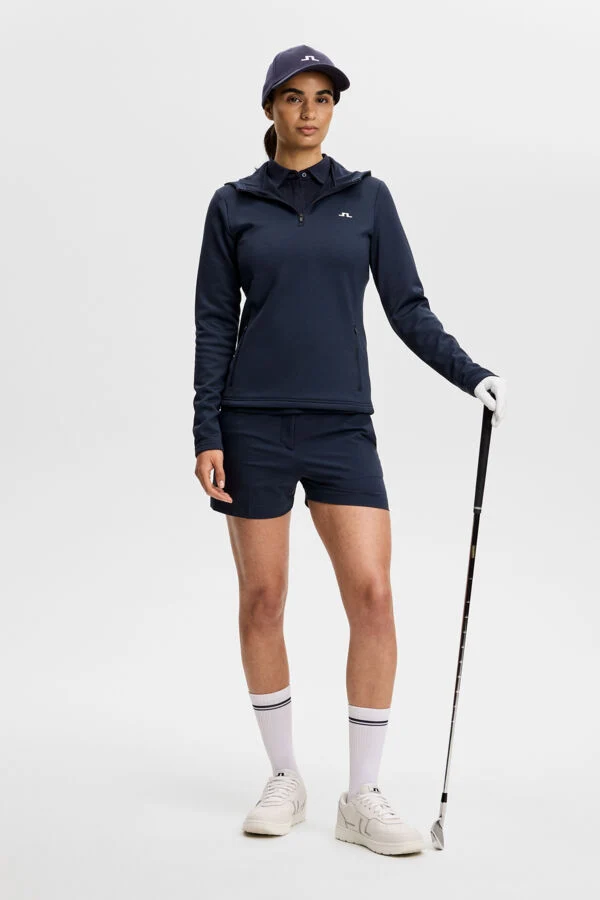 J.Lindeberg Women's Aerielle Quarter Zip Hood - NAVY