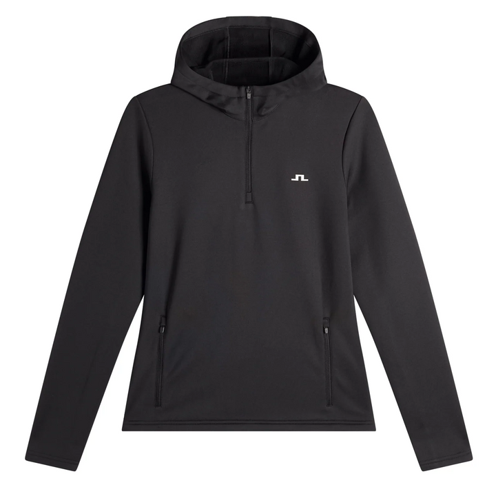 J.Lindeberg Women's Aerielle Quarter Zip Hood - BLACK