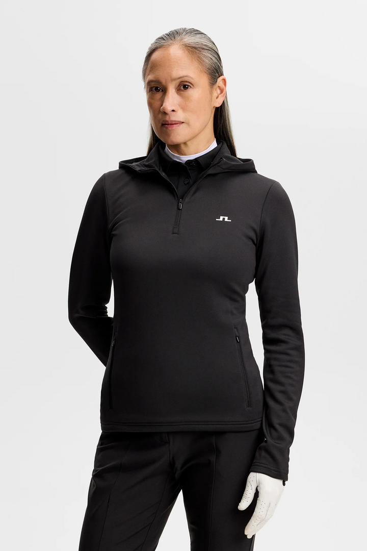 J.Lindeberg Women's Aerielle Quarter Zip Hood - BLACK