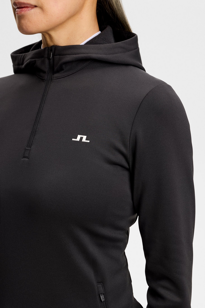 J.Lindeberg Women's Aerielle Quarter Zip Hood - BLACK
