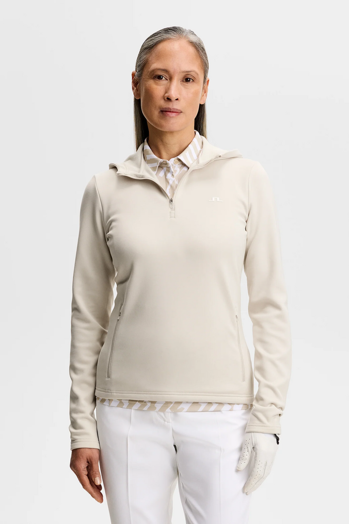 J.Lindeberg Women's Aerielle Quarter Zip Hood - MOONBEAM