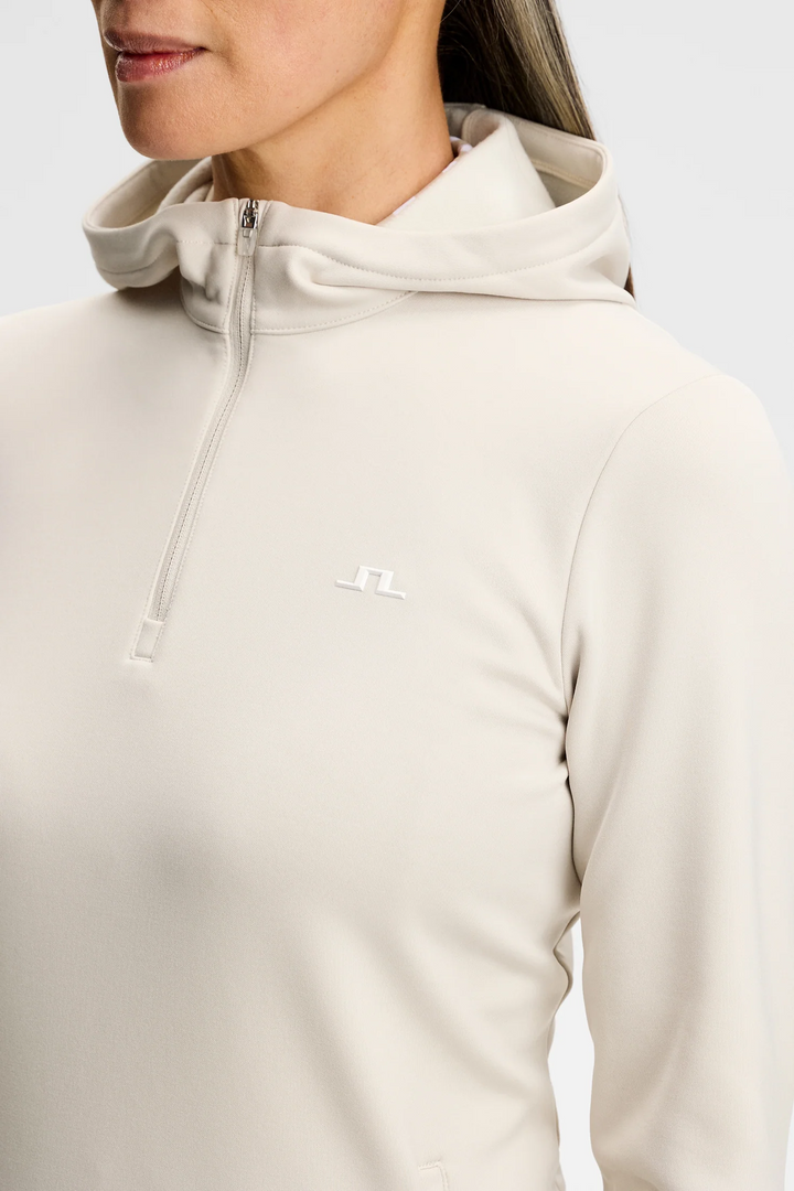 J.Lindeberg Women's Aerielle Quarter Zip Hood - MOONBEAM
