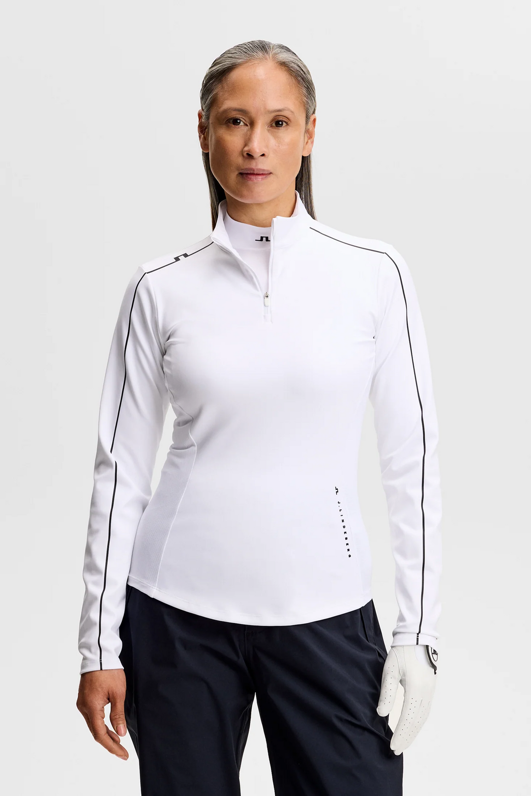 J.Lindeberg Women's Adiola Quarter Zip Mid Layer - WHITE