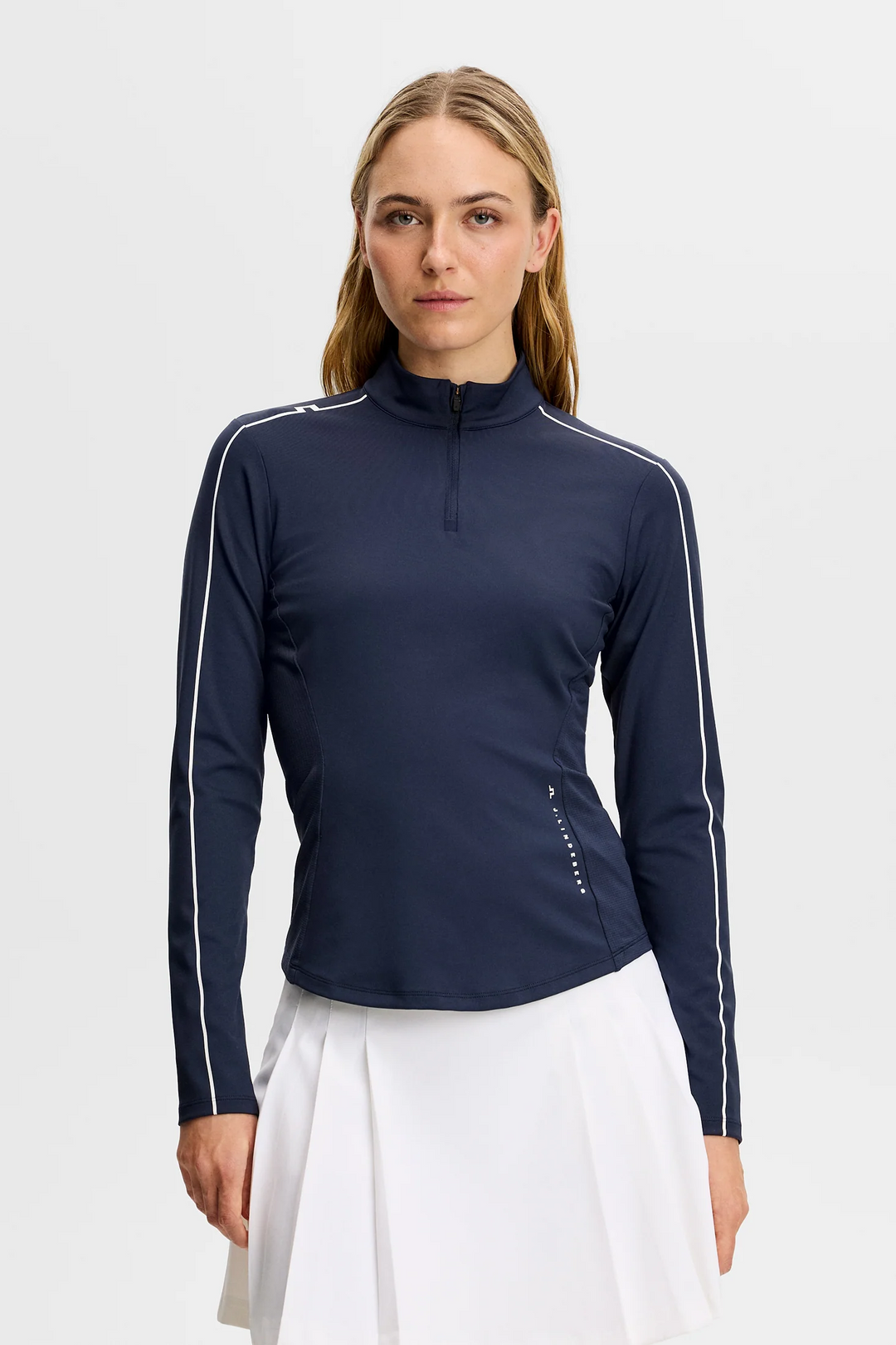 J.Lindeberg Women's Adiola Quarter Zip Mid Layer - NAVY